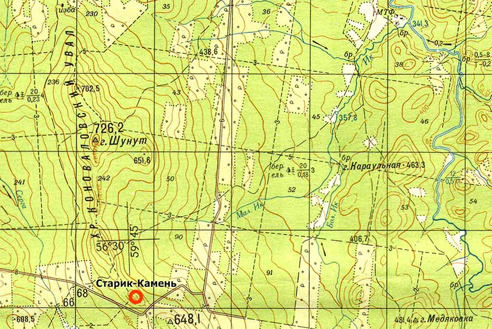 Карта Старик-камня и окрестностей